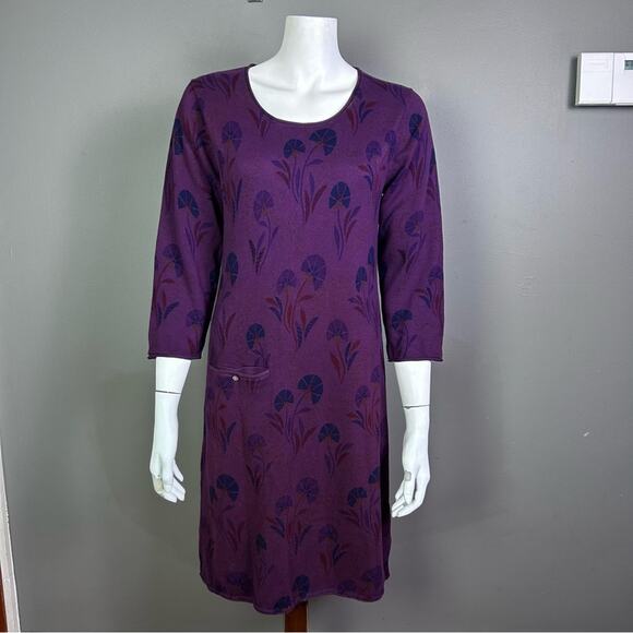 Gudrun Sjoden dress small purple long sleeve folk art Scandinavian comfy artsy - Picture 1 of 9